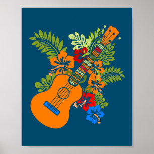 Ukulele Guitar Hawaii Music Pflanze Natuke Uke Poster