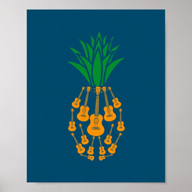 Ukulele Guitar Hawaii Music Pineapples Frucht Uke Poster (Vorne)