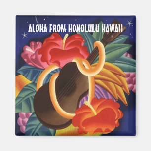 UKULELE-HAWAII-REISE-ANDENKEN-MAGNET ~ FERTIGEN MAGNET