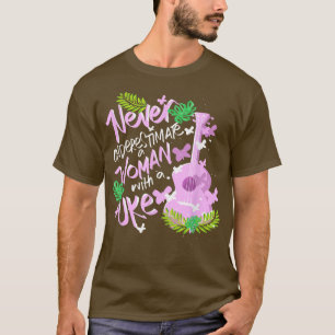 Ukulele Hawaii Tropical Music Player Woman Girls T-Shirt