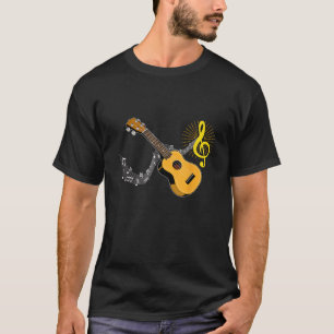 Ukulele Hawaii Tropical Musiknote Gif Ukulele Pla T-Shirt