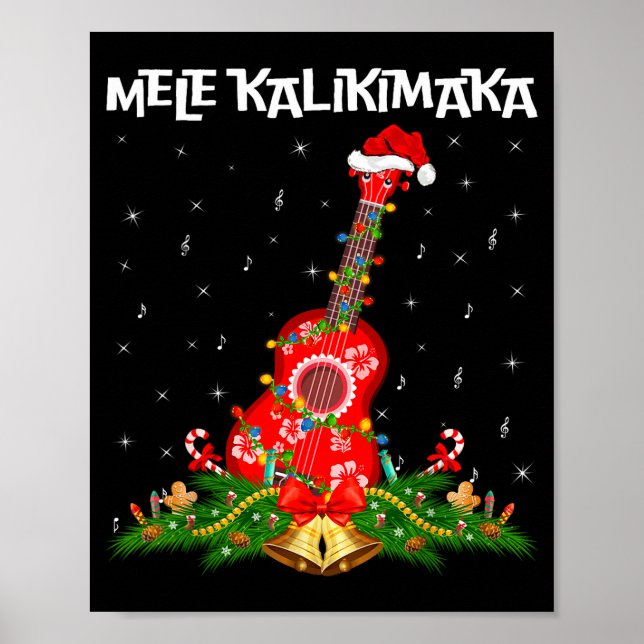 Ukulele Hawaiian Mele Kalikimaka Ukulele Guitar Ch Poster (Vorne)