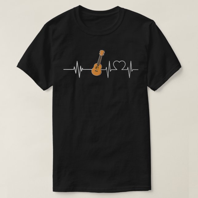 Ukulele Heartbeat EKG Ukulele Player Geschenk T-Shirt (Design vorne)