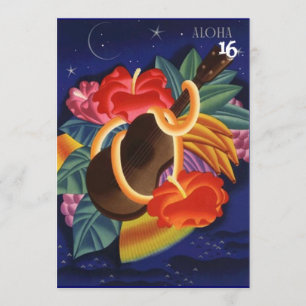 UKULELE HIBISKUS ALOHA SWEET 16 PARTY EINLADUNGEN