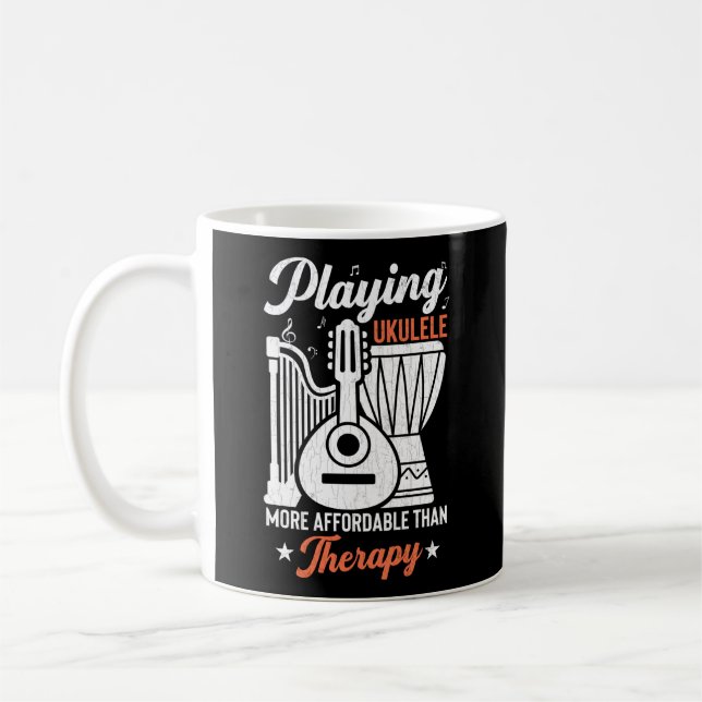 Ukulele is Therapy Player Music spielen Kaffeetasse (Links)