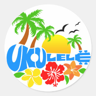 Ukulele Island Logo Runder Aufkleber