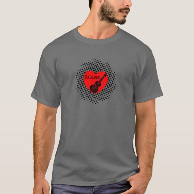 Ukulele Liebe Black Dot Pattern T - Shirt (Vorderseite)