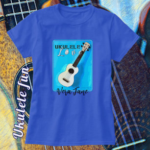 Ukulele Liebe in Hübschen Schattierungen des blaue T-Shirt