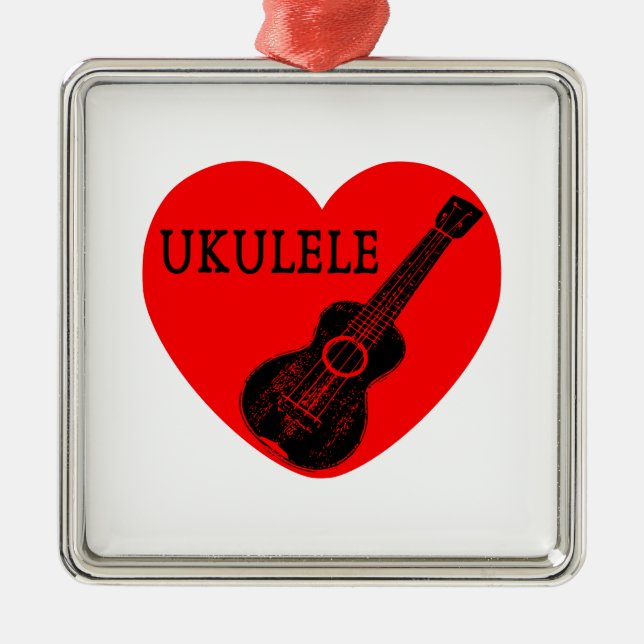 Ukulele Liebe Ornament Aus Metall (Vorne)