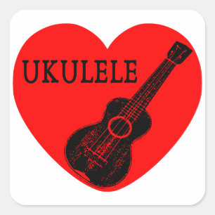 Ukulele Liebe Quadratischer Aufkleber
