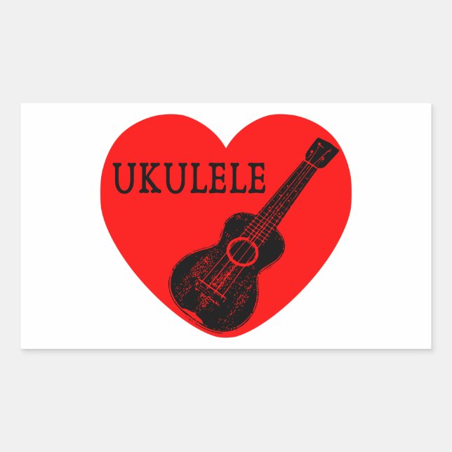 Ukulele Liebe Rechteckiger Aufkleber (Vorderseite)