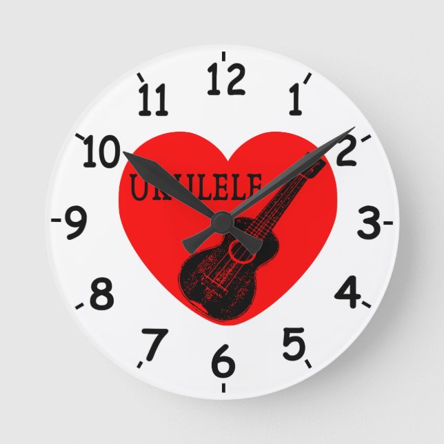 Ukulele Liebe  Runde Wanduhr (Vorderseite)