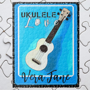 Ukulele Liebe Shades of Blue mit Name Puzzle