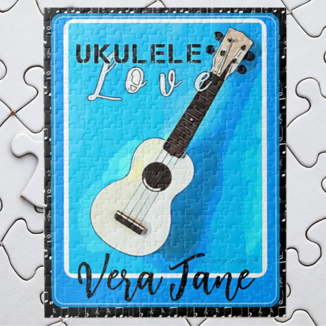 Ukulele Liebe Shades of Blue mit Name Puzzle (Von Creator hochgeladen)