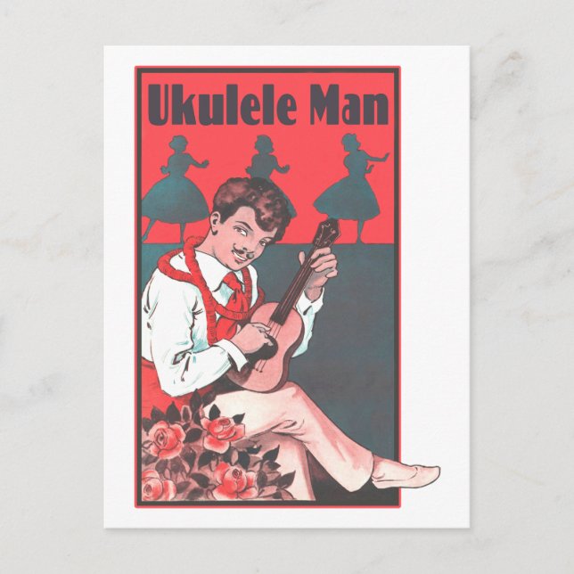 Ukulele-Mann-Postkarte Postkarte (Vorderseite)