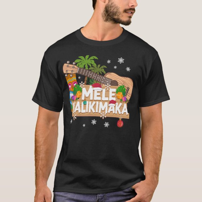 Ukulele Mele Kalikimaka Weihnachten T-Shirt (Vorderseite)
