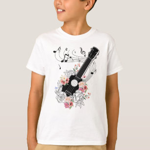 Ukulele mit Blume Geschenk T-Shirt
