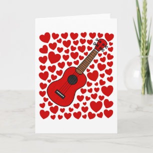 Ukulele mit Herzen Valentinstag Jubiläumskarte Feiertagskarte