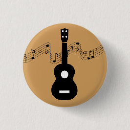 Ukulele mit Musiknoten Button