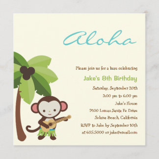 Ukulele Monkey Luau Party Einladung
