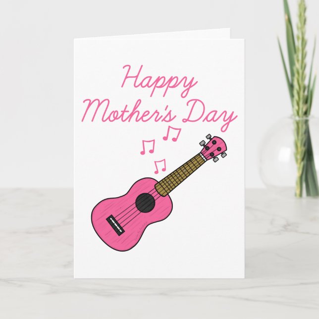 Ukulele Mother's Day Uke Player Musician Dankeskarte (Vorderseite)