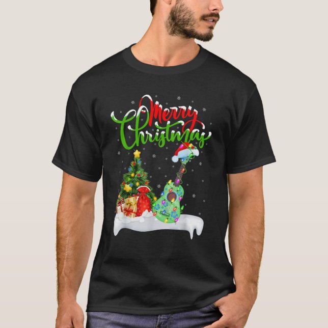 Ukulele Music Lover Xmas Lighting Santa Ukulele Ch T-Shirt (Vorderseite)