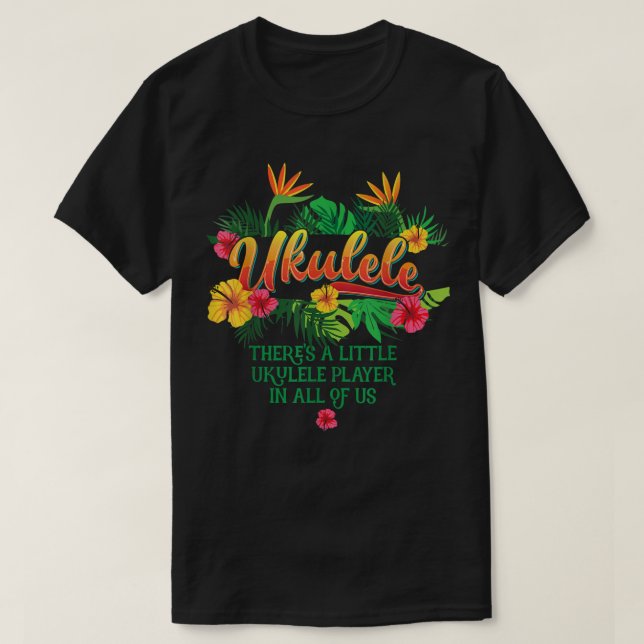 Ukulele Music Tee, Hawaiian For Men and Women, T-Shirt (Design vorne)