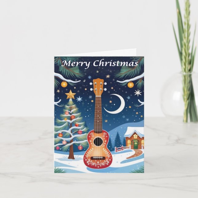 Ukulele Musical Instrument Snow Tree Weihnachten (Vorderseite)