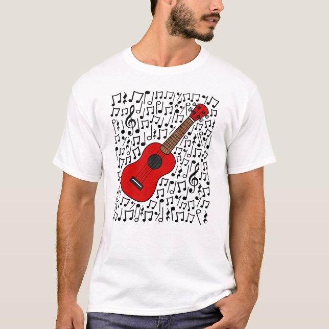 Ukulele Musical Notes Uke Player Musician T-Shirt (Vorderseite)