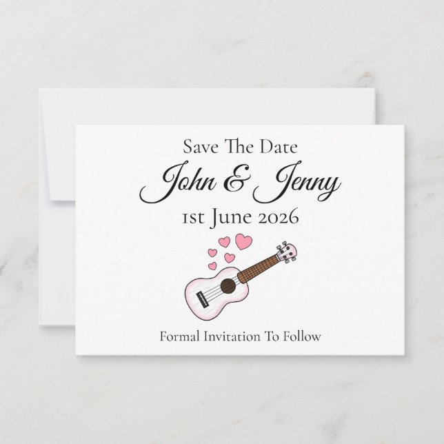 Ukulele Musician Wedding Save the Date (Vorderseite)