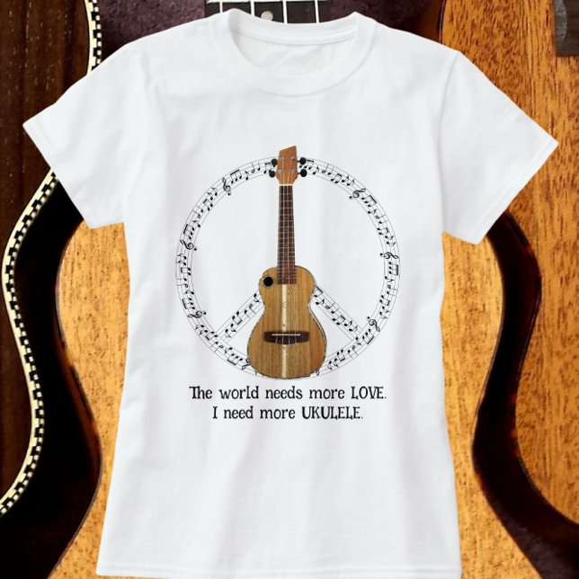 Ukulele Peace Sign World braucht Liebe T - Shirt (Von Creator hochgeladen)