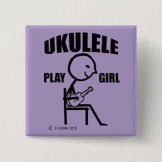 Ukulele Play Girl Button