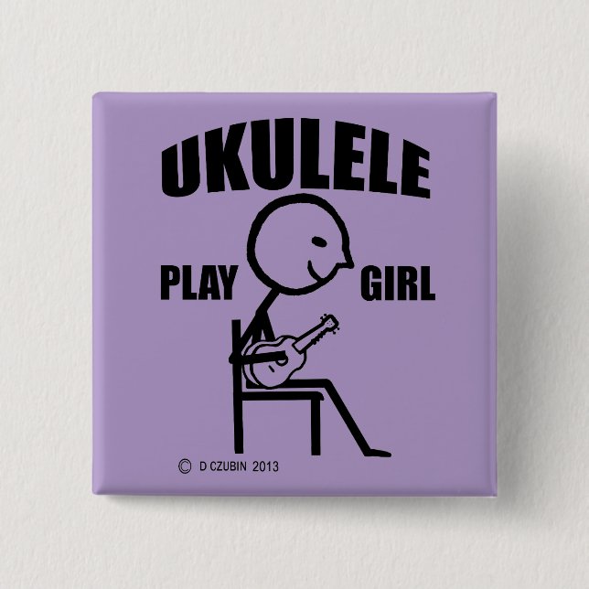 Ukulele Play Girl Button (Vorderseite)