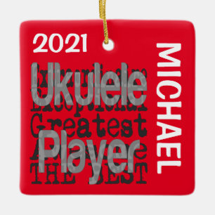 Ukulele Player Extraordinaire CUSTOM Keramikornament