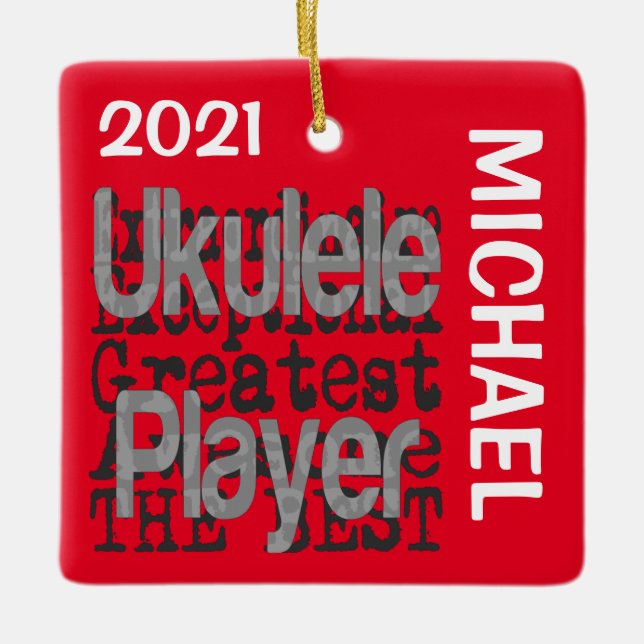 Ukulele Player Extraordinaire CUSTOM Keramikornament (Vorderseite)