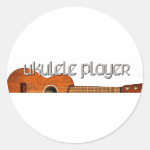 Ukulele Player-Logo Runder Aufkleber