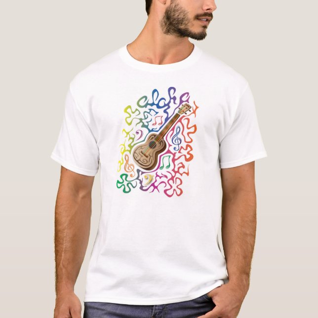 Ukulele-Regenbogen T-Shirt (Vorderseite)