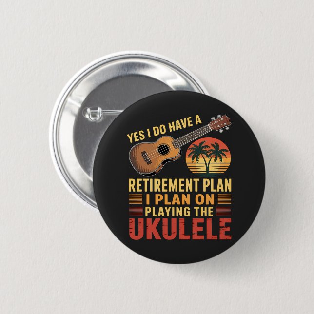 Ukulele Rentenplan Lustig Button (Vorne & Hinten)