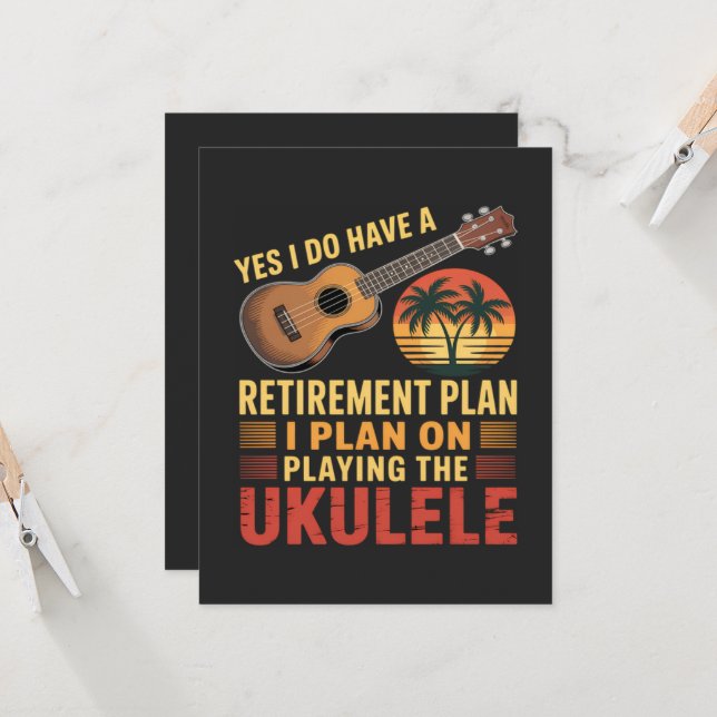 Ukulele Rentenplan Lustig Einladung (Vorderseite/Rückseite Beispiel)