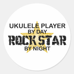 Ukulele Rock Star by Night Runder Aufkleber