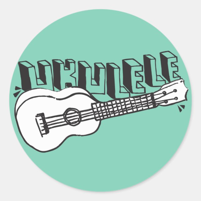 Ukulele Runder Aufkleber (Vorderseite)