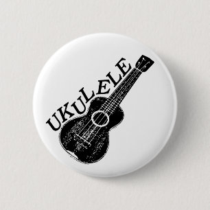 Ukulele Schwarz und Weiß Text und Bild Button