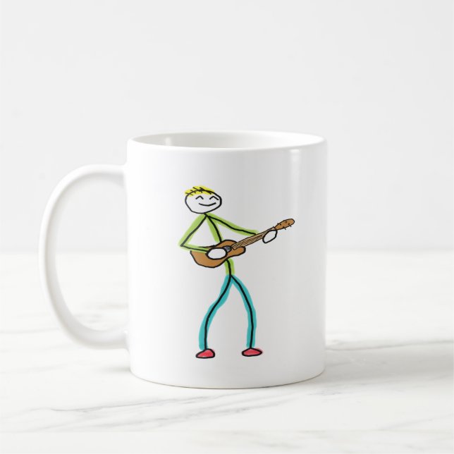 Ukulele spielender Stockmann Kaffeetasse (Links)