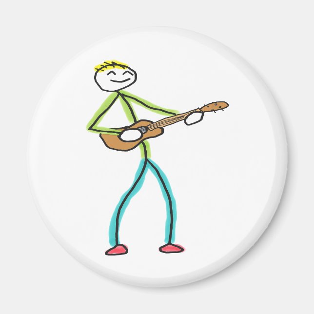 Ukulele spielender Stockmann Magnet (Vorne)