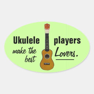 UKULELE-SPIELER-Aufkleber (4) Ovaler Aufkleber