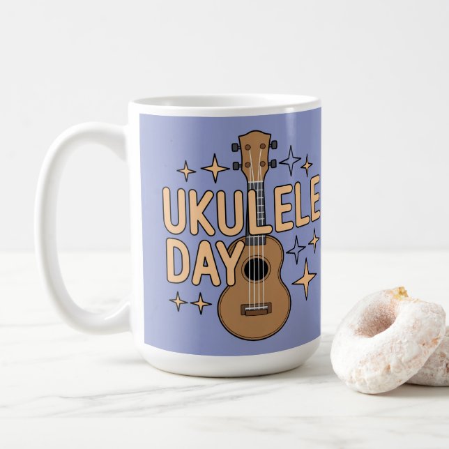 Ukulele-Tag-Tasse Kaffeetasse (Mit Donut)