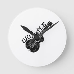 Ukulele Text And Image Runde Wanduhr