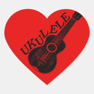 Ukulele Text und Bild Herz-Aufkleber
