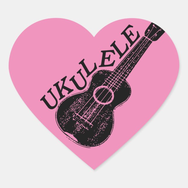 Ukulele Text und Bild Herz-Aufkleber (Vorderseite)
