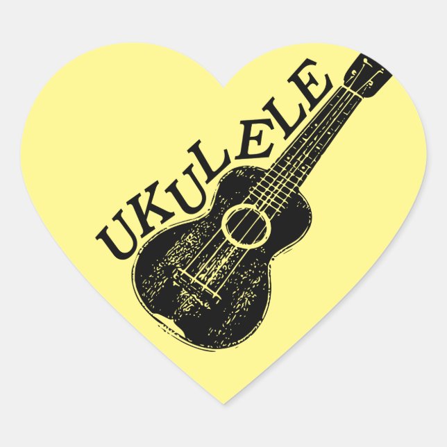 Ukulele Text und Bild Herz-Aufkleber (Vorderseite)
